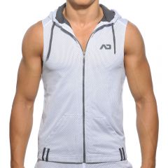 Addicted Sleeveless Loop Mesh Hoody AD355 White