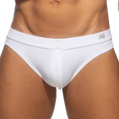 Addicted Allover Zip Swim Brief ADF150 White