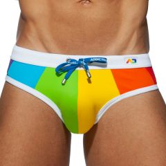 Addicted Rainbow Swim Brief ADS238 White