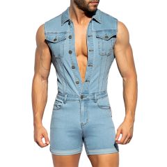 ES Collection Urban Denim Jumpsuit Shorts ESJ069 Blue