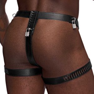 Male Power Leather Scorpio Thong 550-266 Black