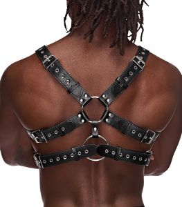 Male Power Leather Gemini Harness 591-266 Black