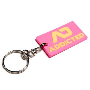 Addicted  Rubber Keyring AC223 Neon Pink