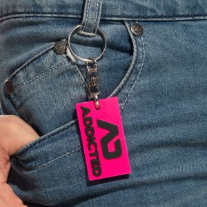 Addicted  Rubber Keyring AC223 Fuchsia