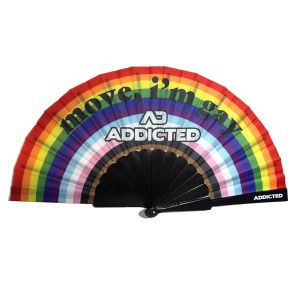 Addicted 'Move I'm Gay' Hand Fan AC232 Rainbow