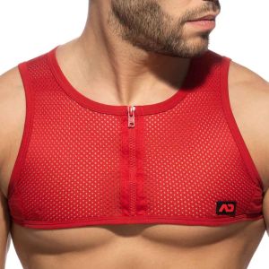 Addicted Mesh-Zip Crop Top AD998 Red