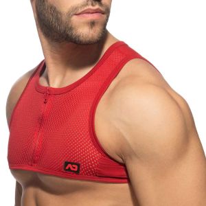 Addicted Mesh-Zip Crop Top AD998 Red