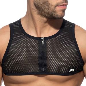 Addicted Mesh-Zip Crop Top AD998 Black