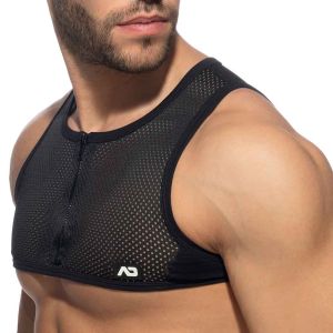 Addicted Mesh-Zip Crop Top AD998 Black