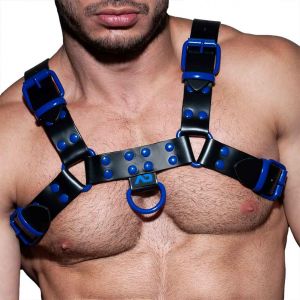 Addicted AD Fetish Leather Colour Harness ADF119 Royal Blue