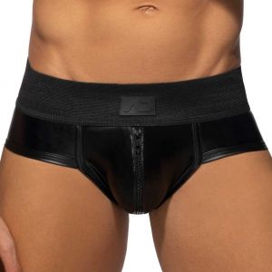 Addicted Front and Back Zip Rub Brief ADF136 Black