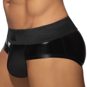 Addicted Front and Back Zip Rub Brief ADF136 Black