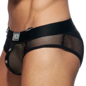 Addicted Fetish Mesh Mixed Bottomless Brief ADF77 Black