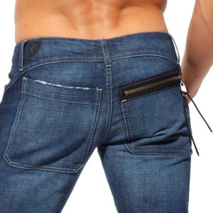 Rufskin Berger Slim Fit Straight Leg Denim Jeans Distressed Indigo