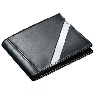 Stewart Stand Stainless Steel Leather Tech Bifold Wallet BF5002 Black