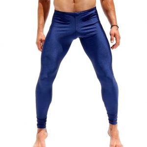 Rufskin Lunge Metallic Shine Nylon Sport Leggings Navy