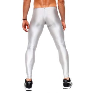 Rufskin Lunge Metallic Shine Nylon Sport Leggings Silver