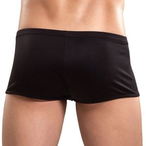 Male Power Nylon Spandex Zipper Short PAK-835 Black