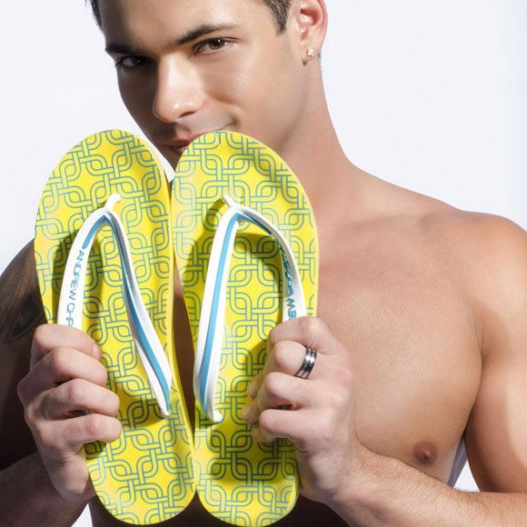 Andrew Christian Mid Century Modern Sandal Flip Flops 8138 Yellow