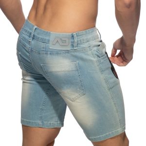 Addicted Bermuda Jeans with Patches AD1096 Blue