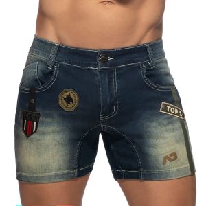 Addicted Short Jeans with Patches AD1097 Dark Jeans