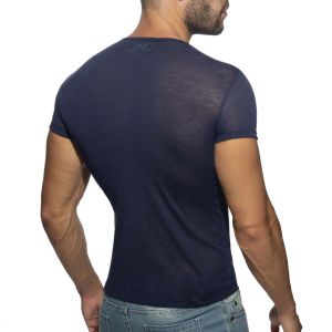 Addicted Thin Flame T-Shirt AD1109 Navy