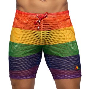 Addicted Mesh Rainbow Bermuda AD1168 White