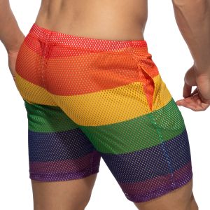 Addicted Mesh Rainbow Bermuda AD1168 White