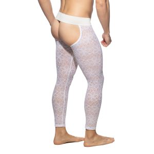 Addicted Flowery Lace Bottomless Long John AD1175 White