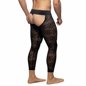 Addicted Flowery Lace Bottomless Long John AD1175 Black