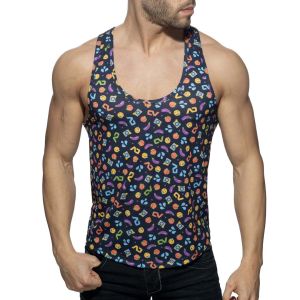 Addicted Emoji Tank Top AD1238 Navy