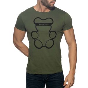 Addicted Bear Round Neck T-Shirt AD424 Khaky