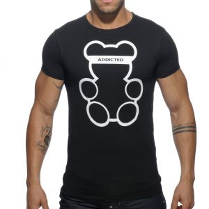 Addicted Bear Round Neck T-Shirt AD424 Black