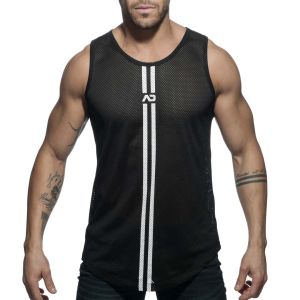 Addicted Double Stripe Tank Top AD671 Black