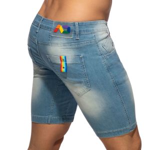 Addicted Rainbow Tape Bermuda Jeans AD990 Blue