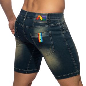 Addicted Rainbow Tape Bermuda Jeans AD990 Dark