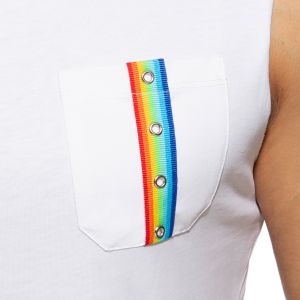 Addicted Rainbow Tape Tank Top AD992 White