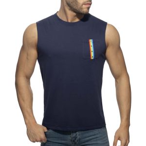 Addicted Rainbow Tape Tank Top AD992 Navy