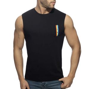 Addicted Rainbow Tape Tank Top AD992 Black