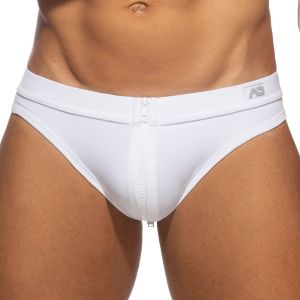 Addicted Allover Zip Swim Brief ADF150 White