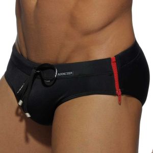 Addicted Side Zipper Swim Brief ADS120 Black/Red