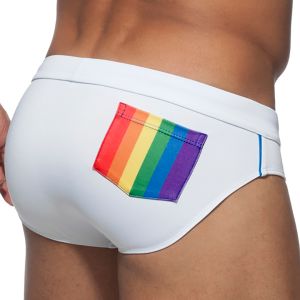 Addicted Rainbow Swim Brief ADS195 White