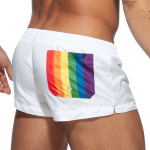 Addicted Rainbow Swim Short ADS197 White