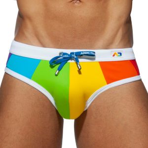Addicted Rainbow Swim Brief ADS238 White