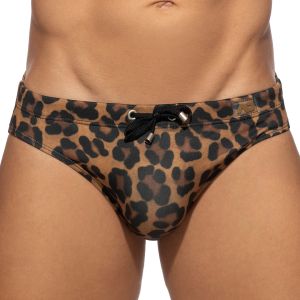 Addicted Leopard Swim Brief ADS314 Brown