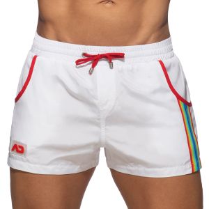 Addicted Rainbow Tape Swim Shorts ADS321 White