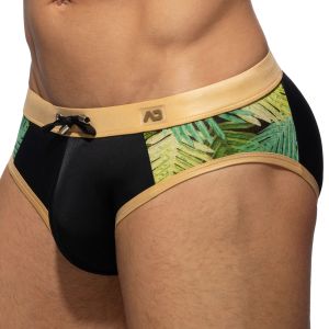 Addicted Side Leaves Swim Brief ADS331 Black