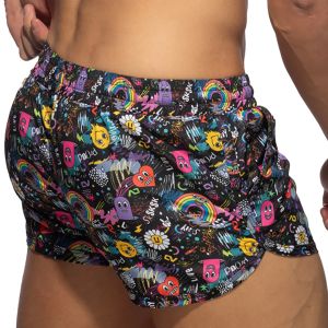 Addicted Play Rainbow Swim Shorts ADS347 Black