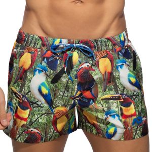 Addicted Exotic Birds Swim Shorts ADS355 Black
