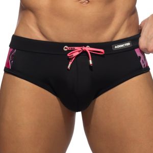 Addicted Hydrangea Swim Brief ADS364 Black